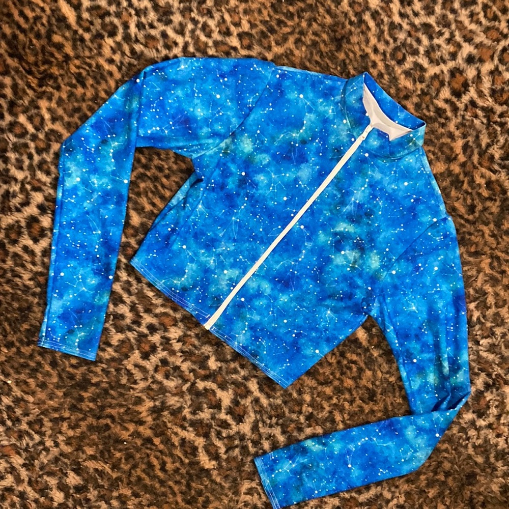 Brand New Coquetry Clothing Galaxy Spandex Long Sleeve Crop Top